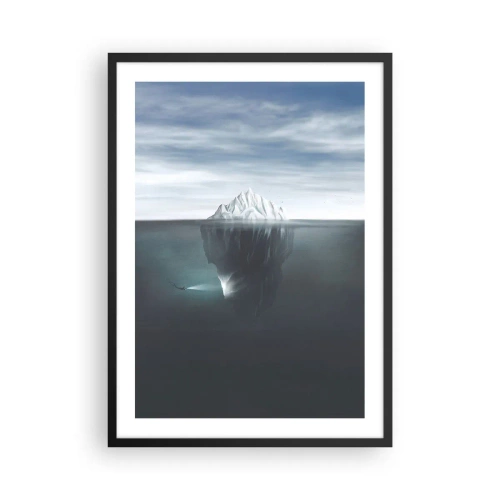 Poster in een zwarte lijst - Een ijsberg met een enorme massa verborgen onder water - 50x70cm - Onderwater mysterie - Moderne wanddecoratie voor woonkamer en slaapkamer ARTTOR