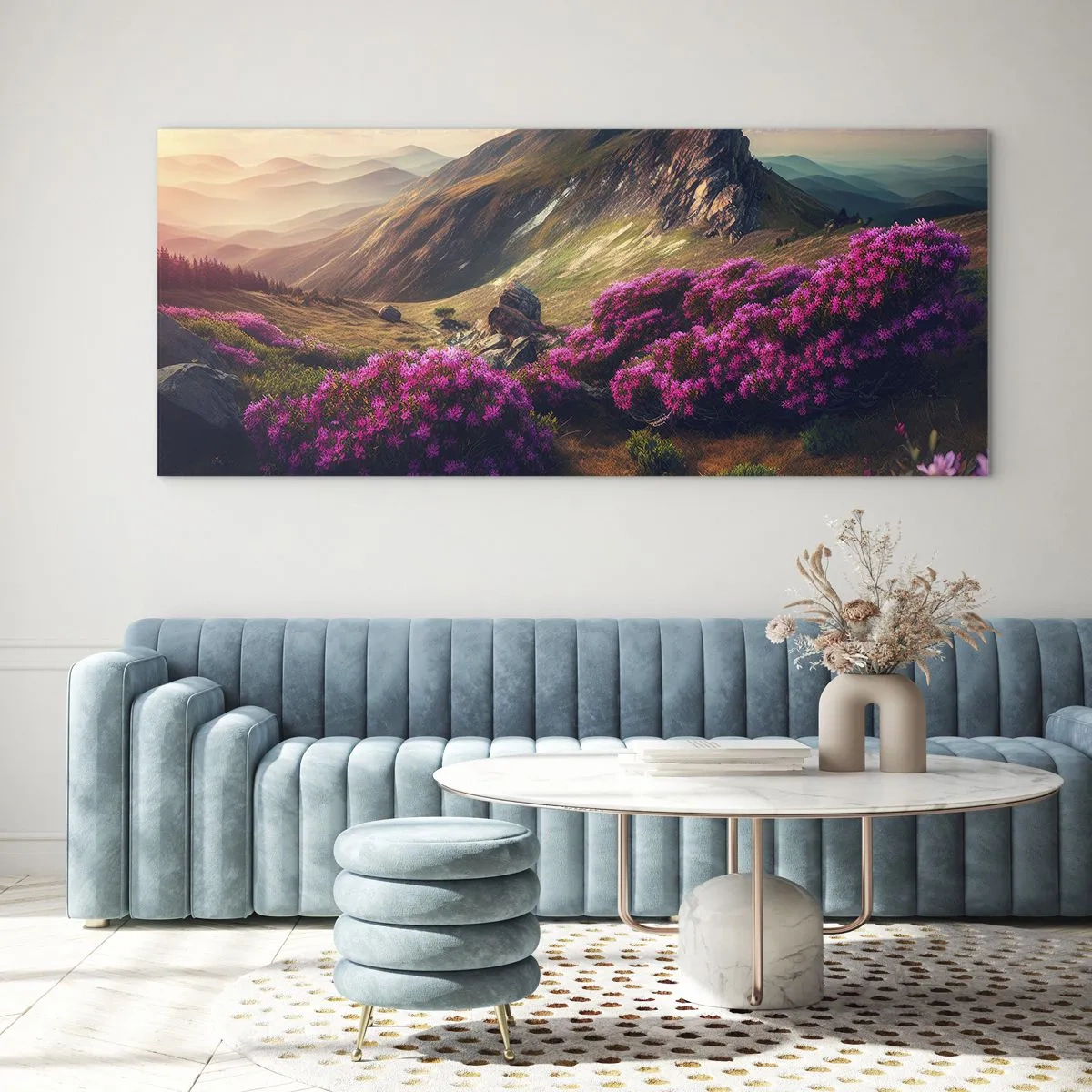 Schilderen op glas - Zomer in de bergen - 100x40 cm