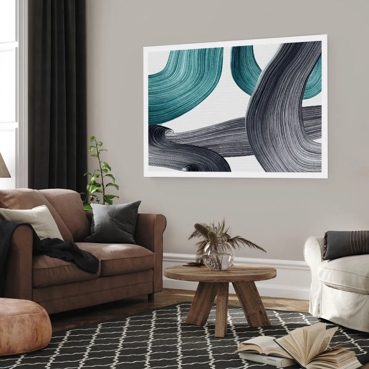 Poster - Smaragdgroene en zwarte paden - 50x40 cm