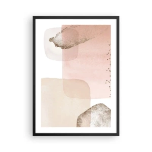 Poster in een zwarte lijst - Pastelvormen met een delicaat goudaccent - 50x70cm - Een blik door kleur - Moderne wanddecoratie voor woonkamer en slaapkamer ARTTOR