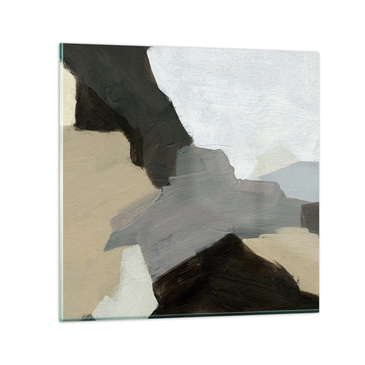 Schilderen op glas - Abstractie: het kruispunt van grijs - 30x30 cm