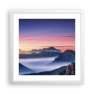 Poster in een witte lijst - Over de valleien - 40x40 cm