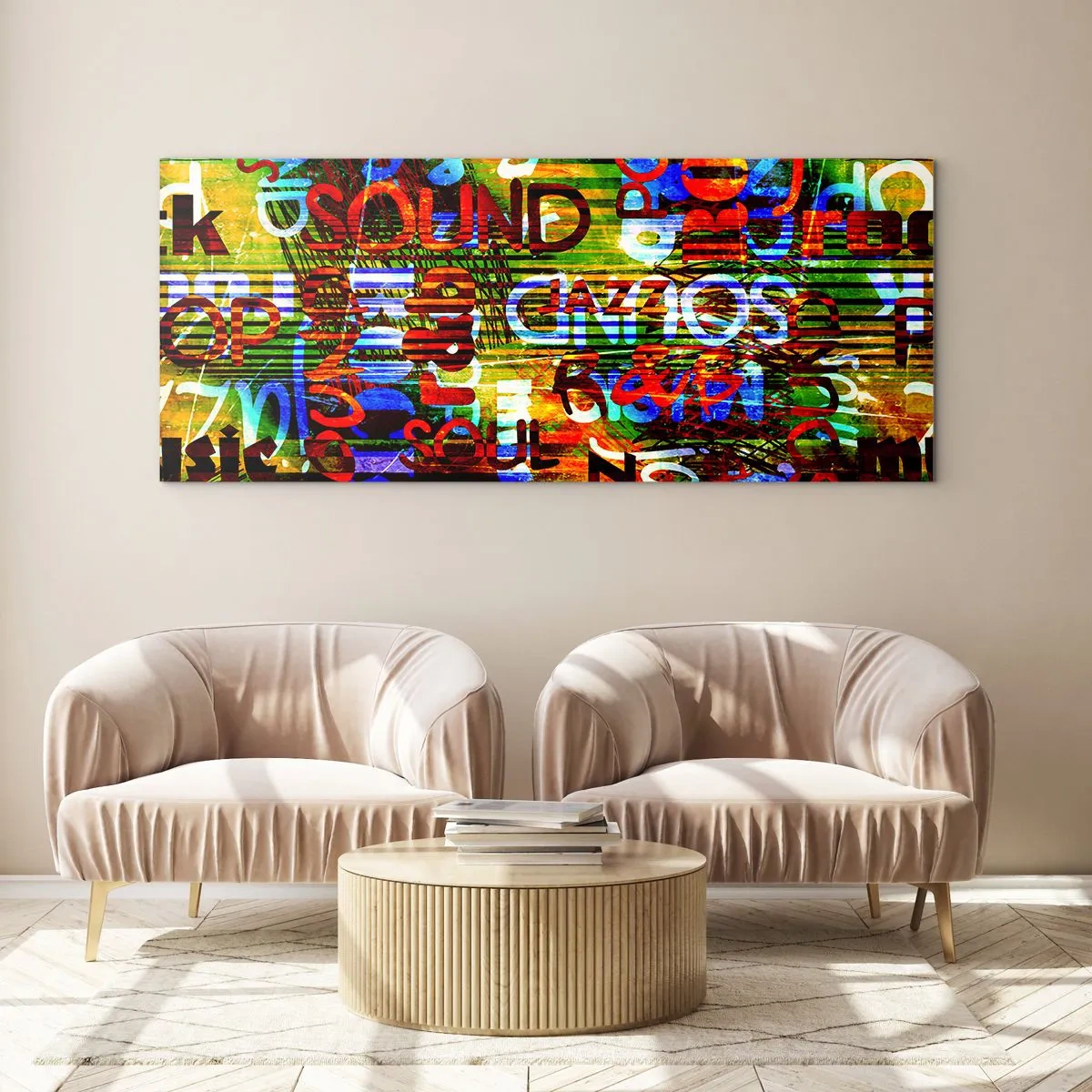 Schilderen op glas - Alle kleuren van het geluid - 100x40 cm