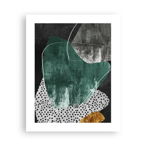 Poster - Kleurrijke abstractie met bladgoud - 40x50 cm