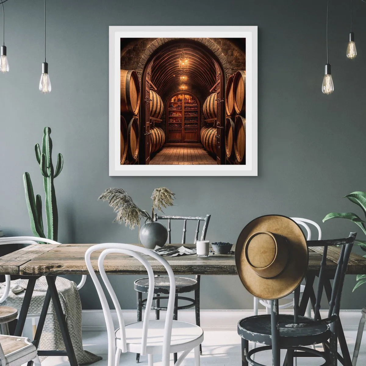 Poster in een witte lijst - Sfeervolle kelder - 40x40 cm