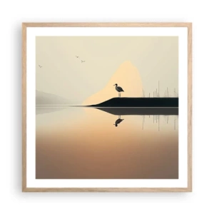 Een poster in een licht eiken lijst - Heer op het meer - 60x60 cm