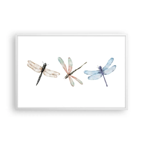Poster in een witte lijst - Gewichtloze libellen - 91x61 cm