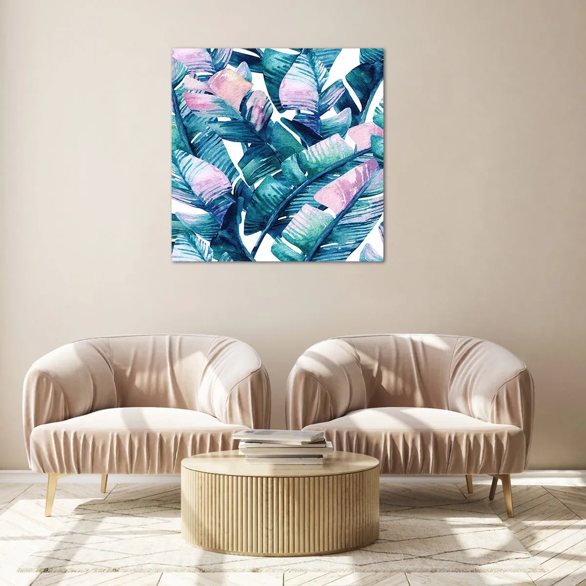 Schilderen op glas - In een bananenboomgaard - 60x60 cm