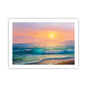 Poster - Een turquoise lied van de golven - 70x50 cm