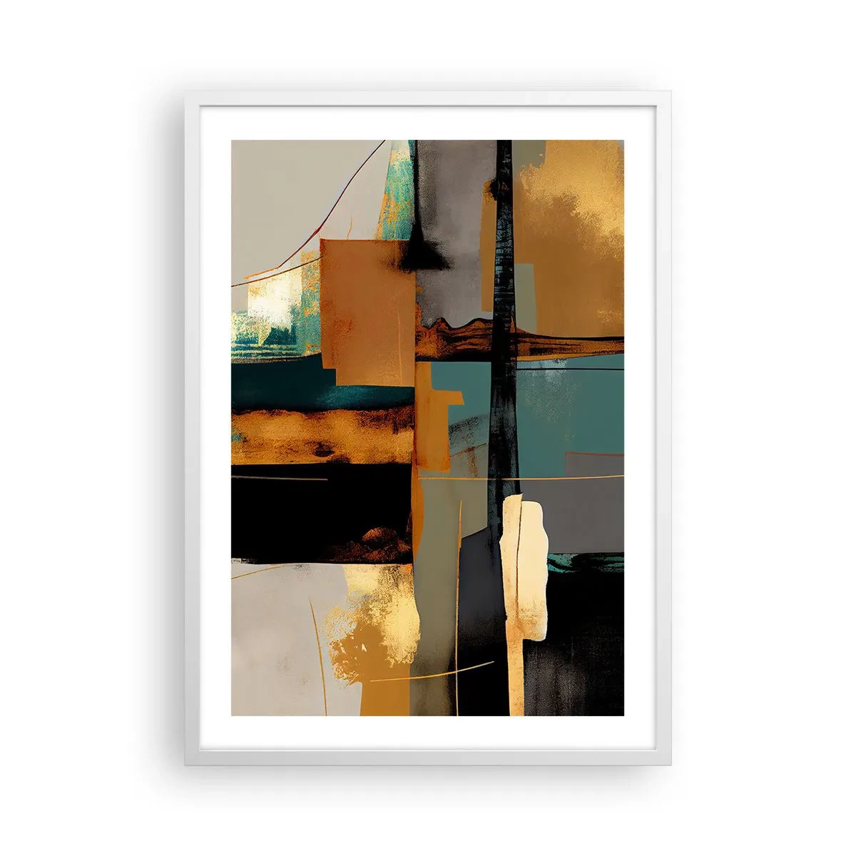 Poster in een witte lijst - Abstractie – licht en schaduw - 50x70 cm