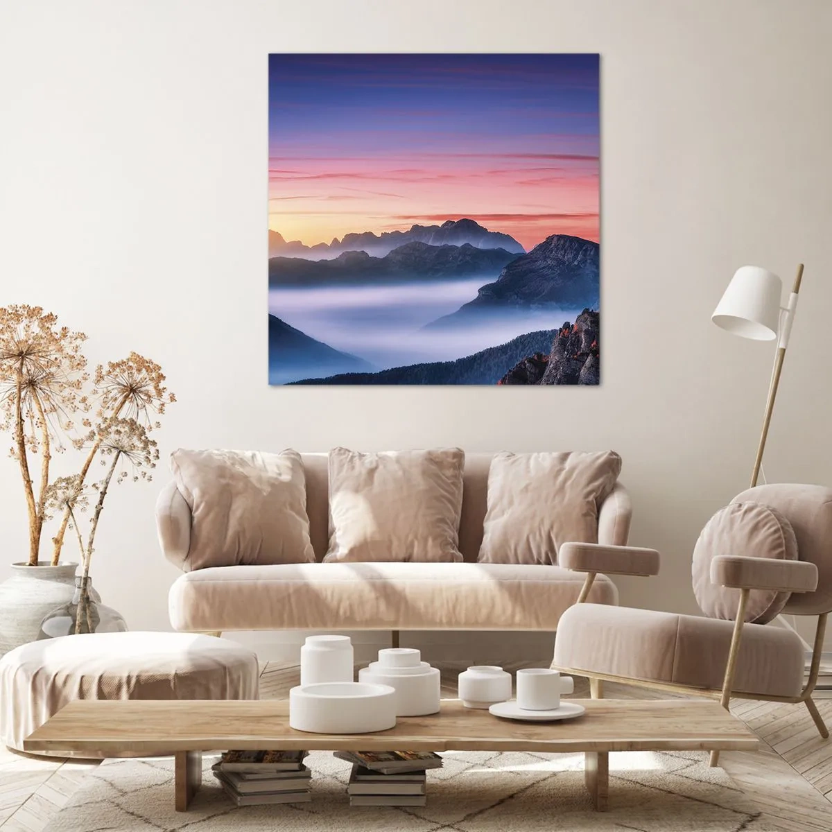 Schilderen op canvas - Over de valleien - 30x30 cm