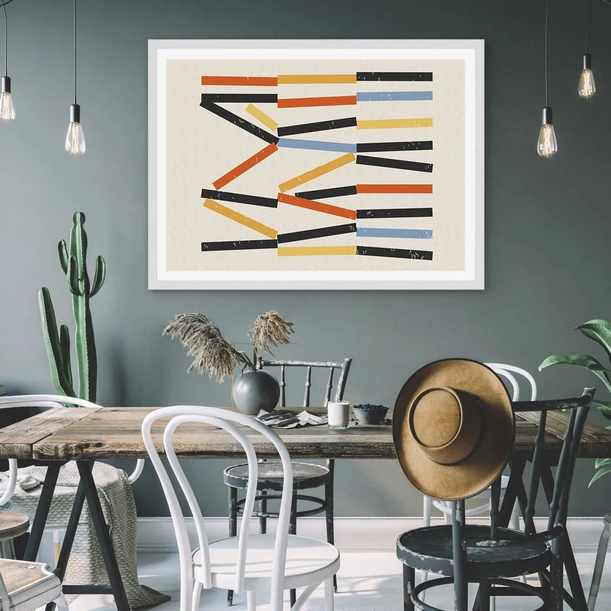 Poster in een witte lijst - Compositie op goed niveau - 100x70 cm