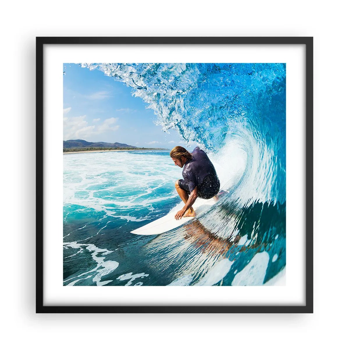 Poster in een zwarte lijst - Dansend met de golven - 50x50 cm