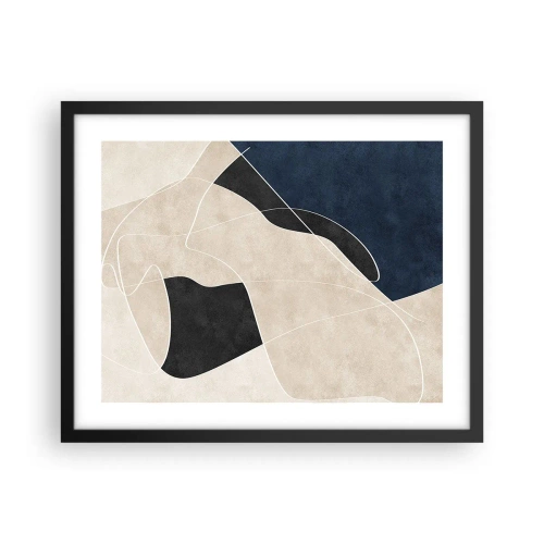 Poster in een zwarte lijst - Abstracte compositie – kleurcontrast - 50x40 cm