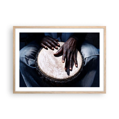 Een poster in een licht eiken lijst - Leef in je eigen ritme - 70x50 cm