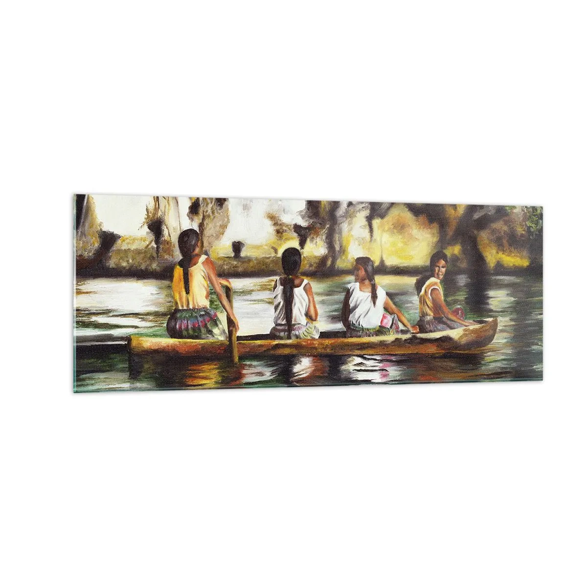 Schilderen op glas - In een Polynesisch paradijs - 140x50 cm