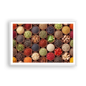 Poster in een witte lijst - Alle smaken van de wereld - 91x61 cm