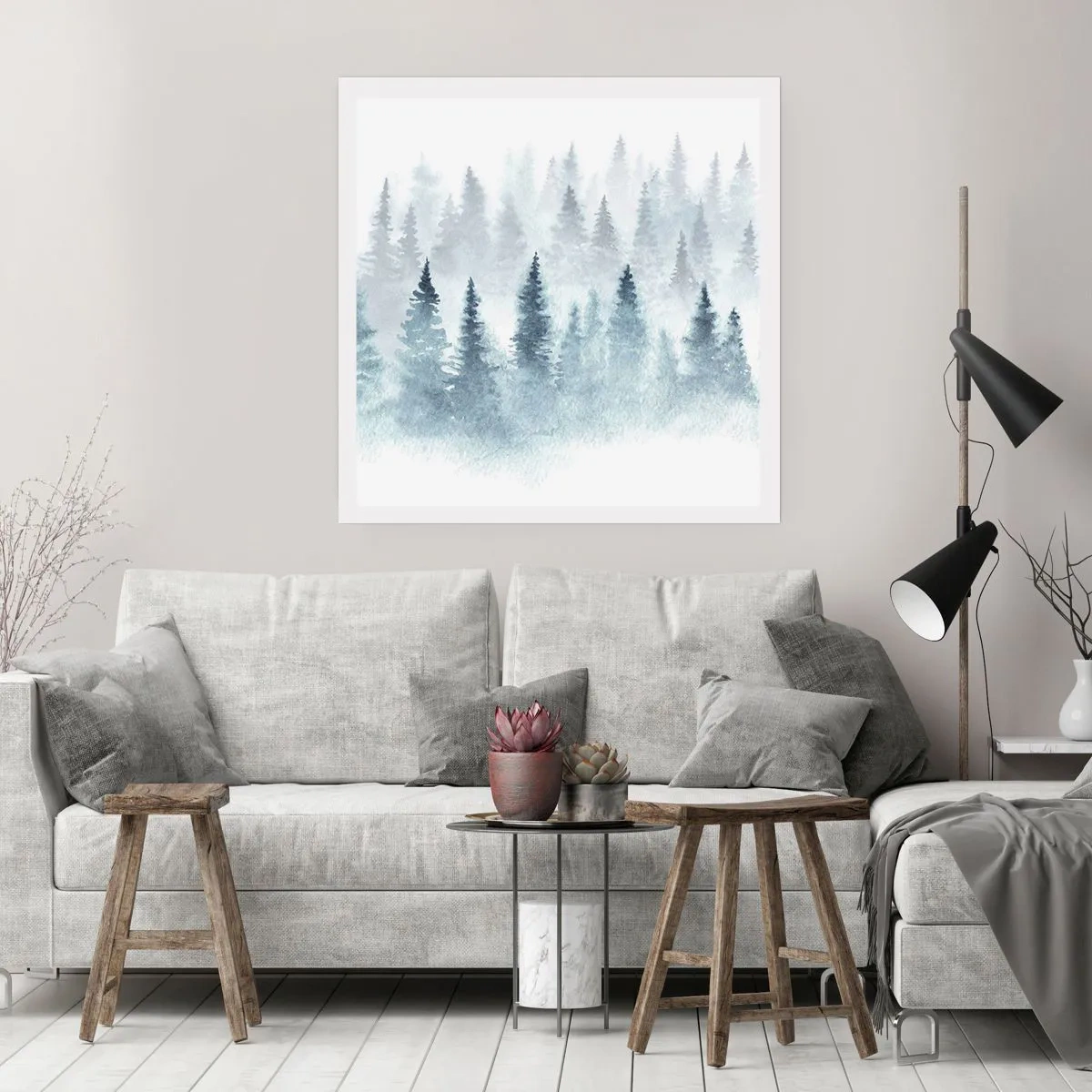 Poster - Gehuld in mist - 40x40 cm