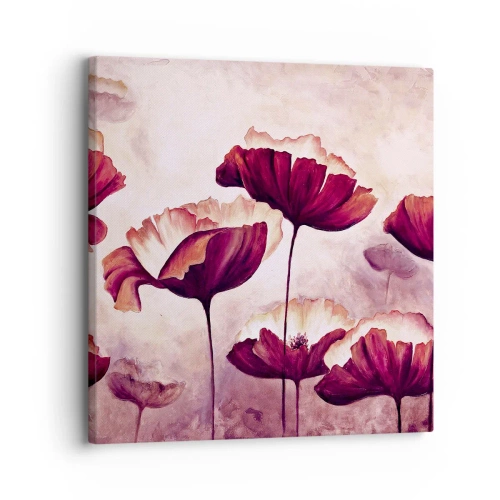 Schilderen op canvas - Rood en wit bloemblad - 30x30 cm