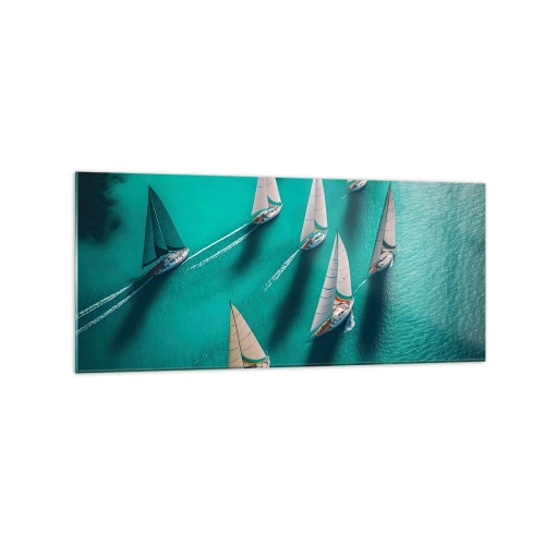 Schilderen op glas - In een wedstrijd met de wind - 120x50 cm