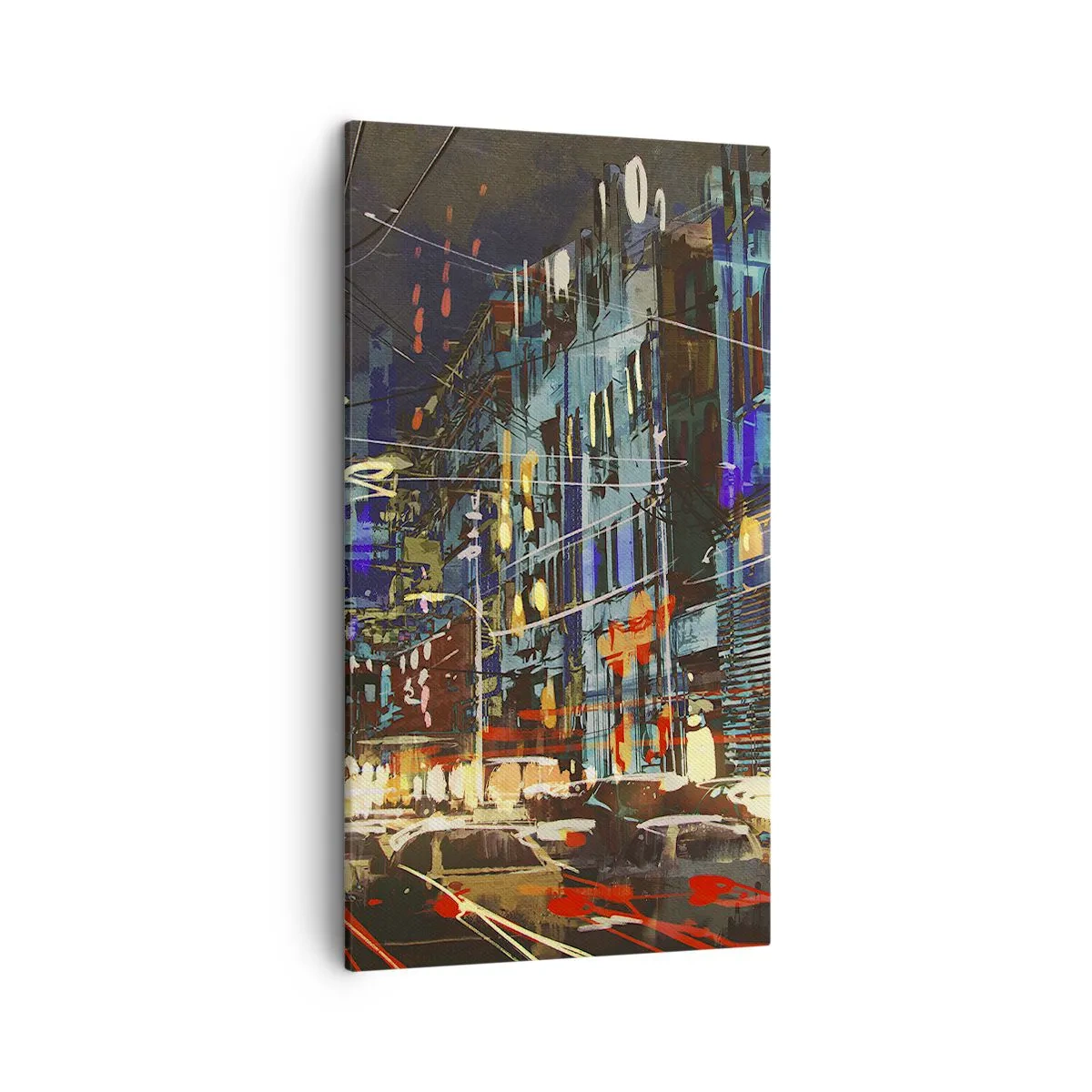 Schilderen op canvas - Avonddrukte op straat - 45x80 cm