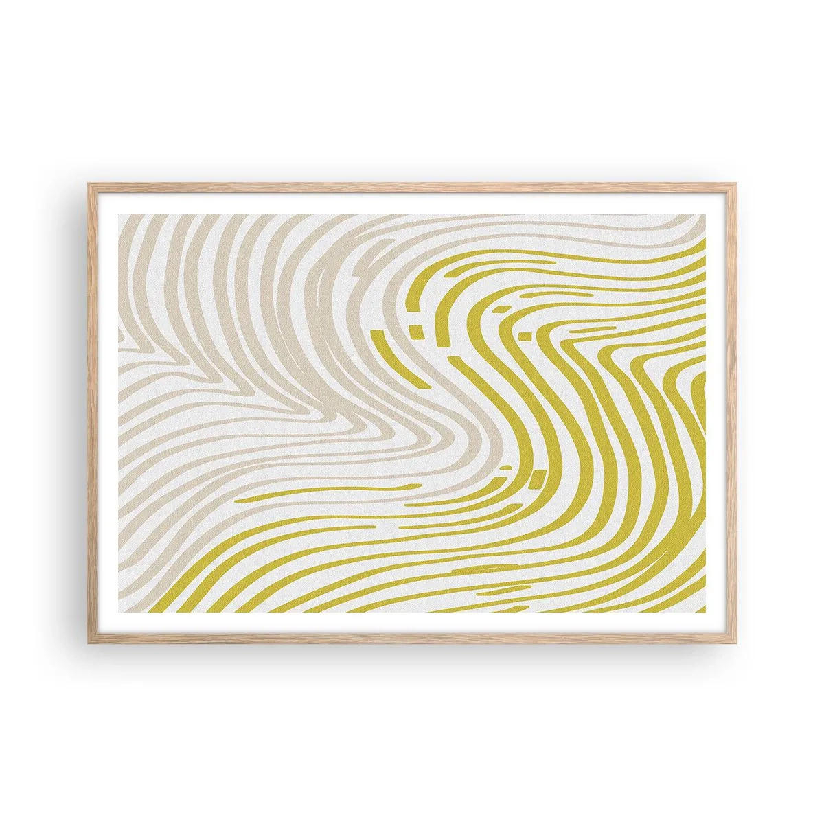 Een poster in een licht eiken lijst - Een compositie met een zachte buiging - 100x70 cm