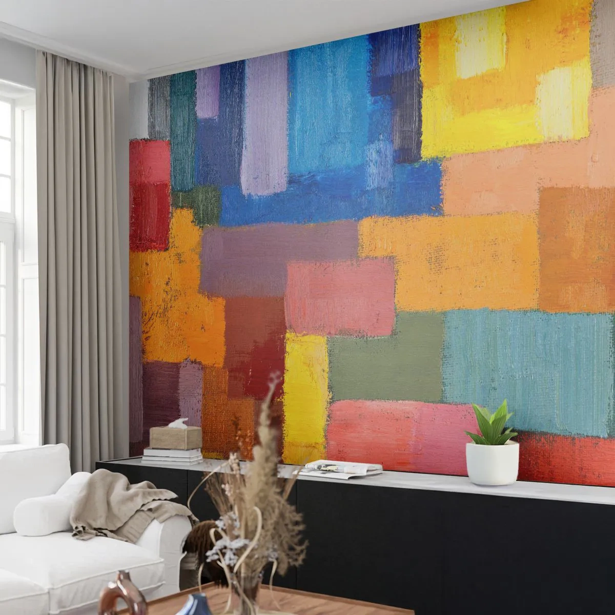 Zelfklevend Fotobehang Deluxe Sticker - Elk is anders, allemaal kleurrijk - Abstractie, Deel, Modern patroon - 250x175 cm