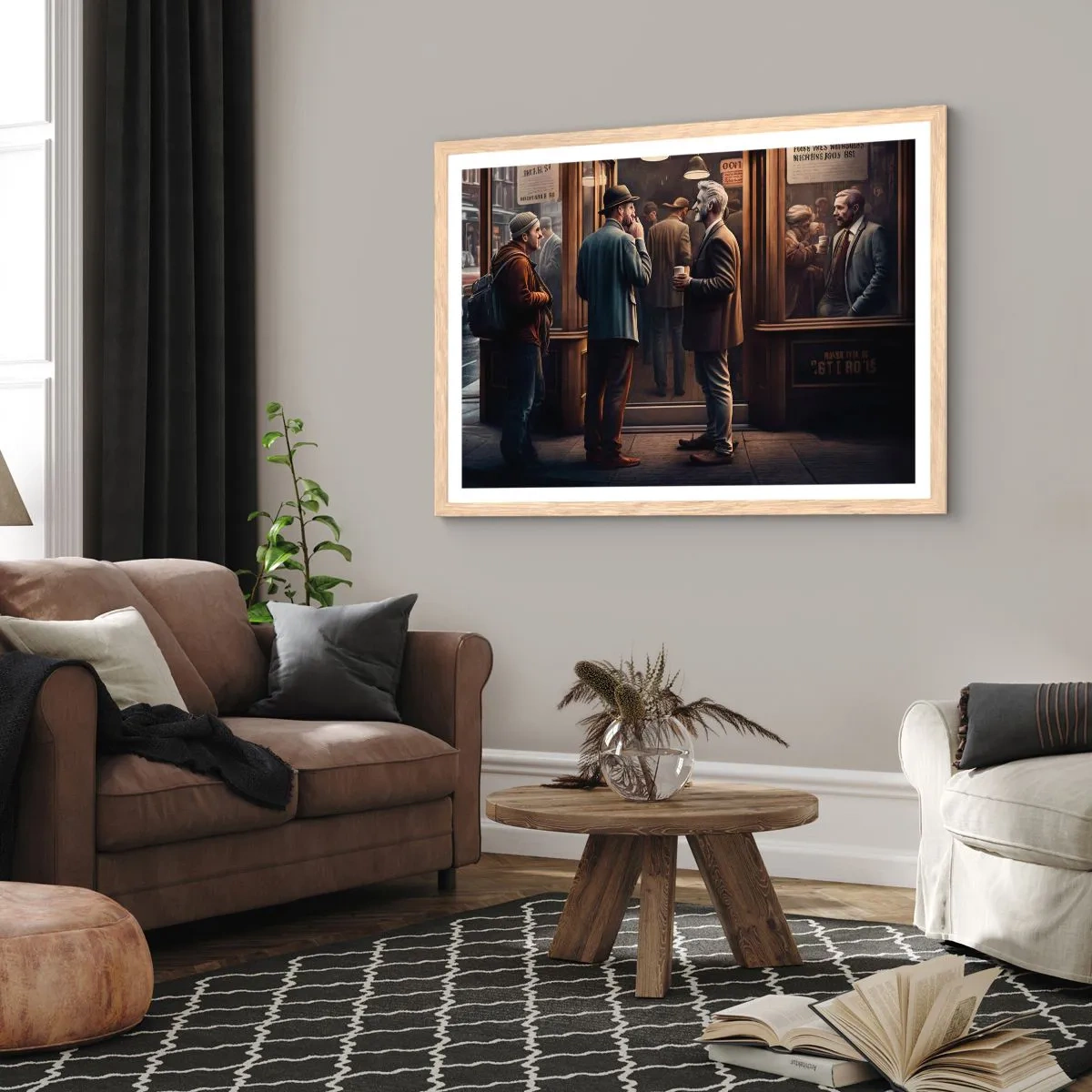 Een poster in een licht eiken lijst - Een goed moment van de dag - 91x61 cm