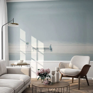 Zelfklevend Fotobehang Deluxe Sticker - Ja, ik wacht. - Minimalistisch, Alleen, Man - 200x140 cm