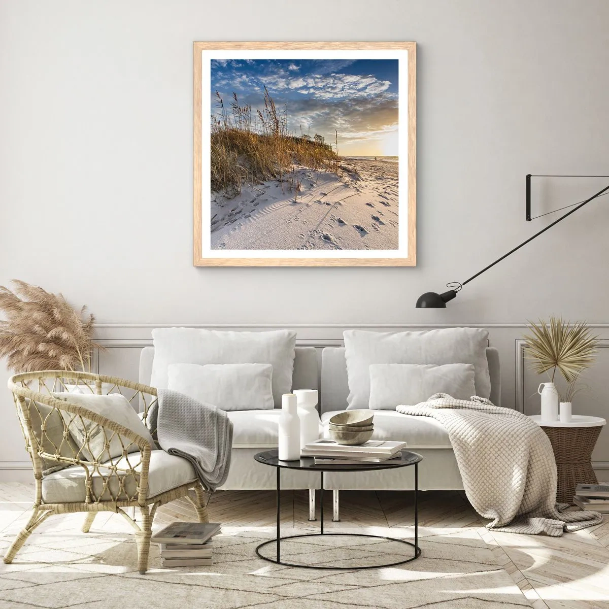 Een poster in een licht eiken lijst - Een uitnodiging voor een wandeling - 30x30 cm