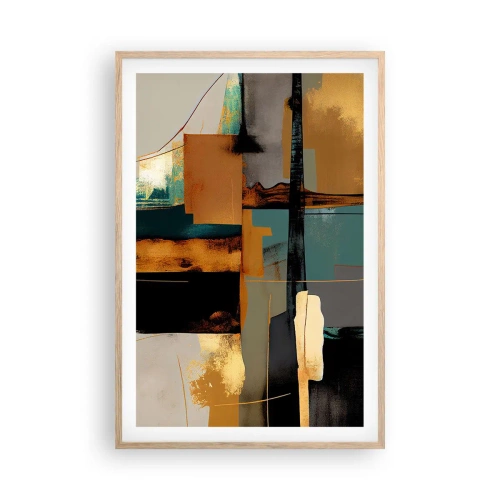 Een poster in een licht eiken lijst - Abstractie – licht en schaduw - 61x91 cm