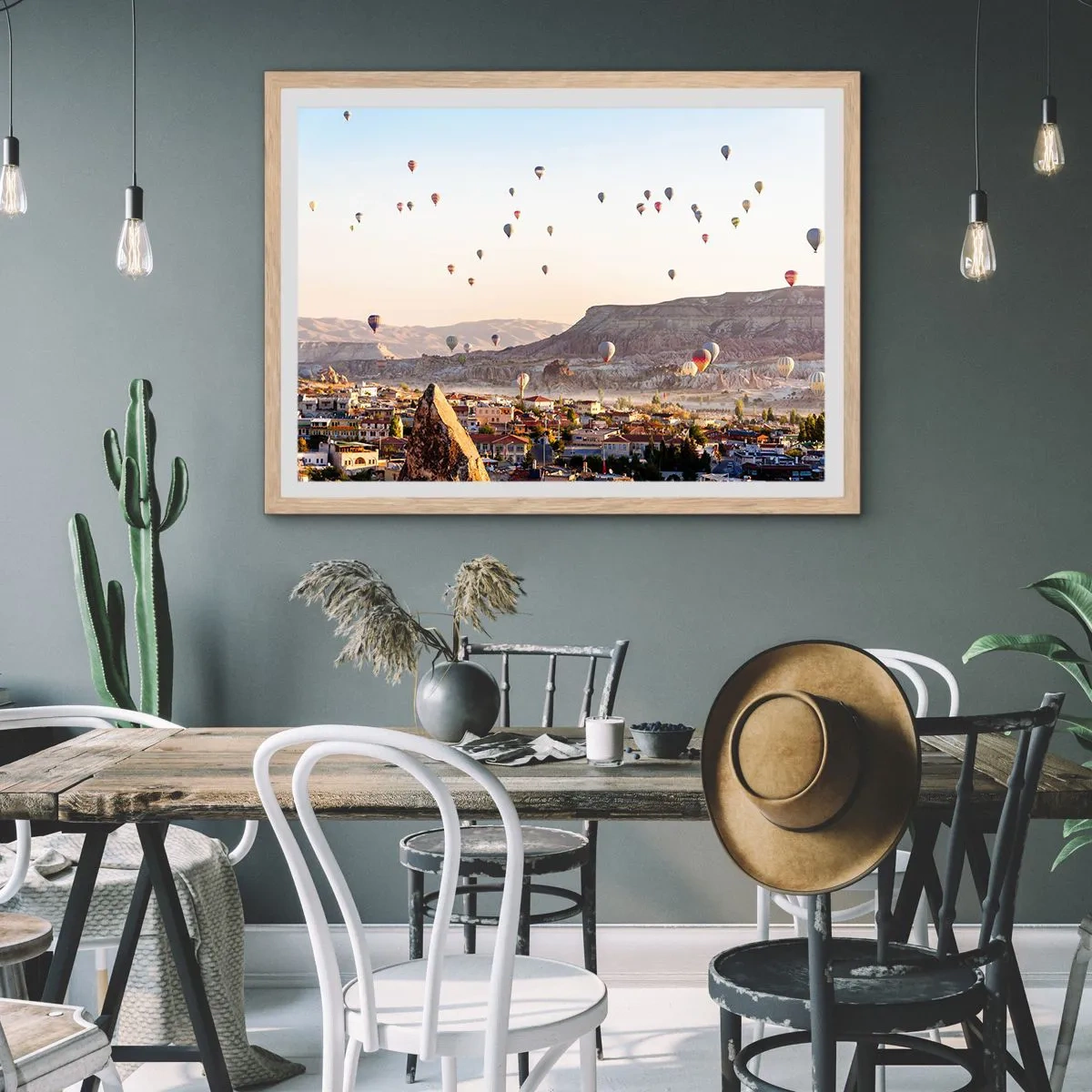 Een poster in een licht eiken lijst - Als schepen in de lucht - 40x30 cm