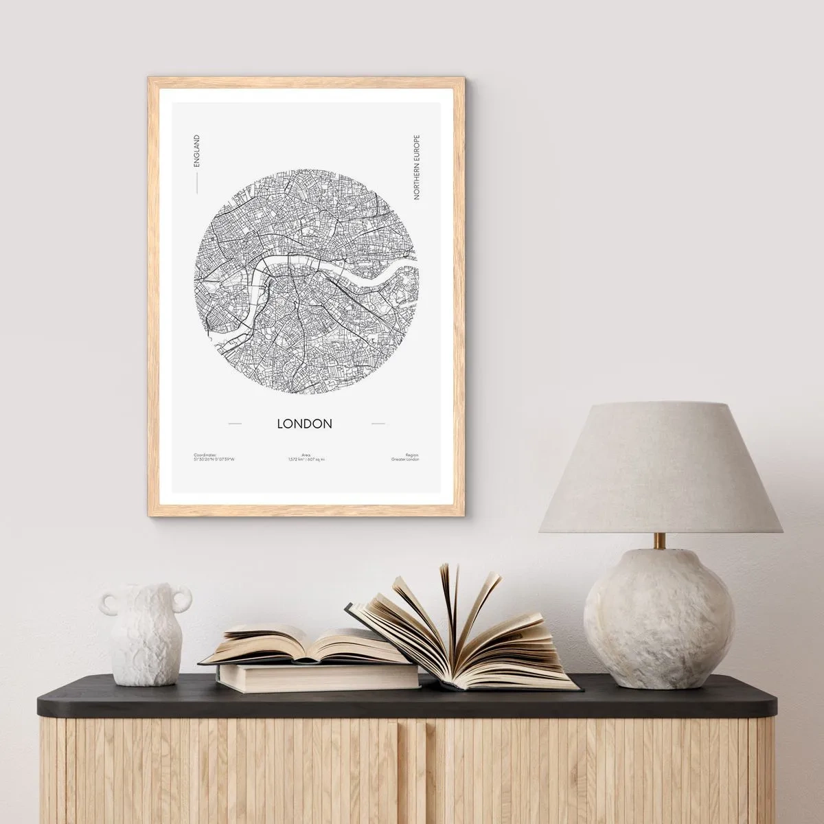 Een poster in een licht eiken lijst - Anatomie van Londen  - 70x100 cm