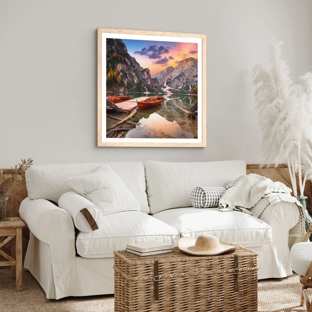 Een poster in een licht eiken lijst - Belofte van de dag - 50x50 cm