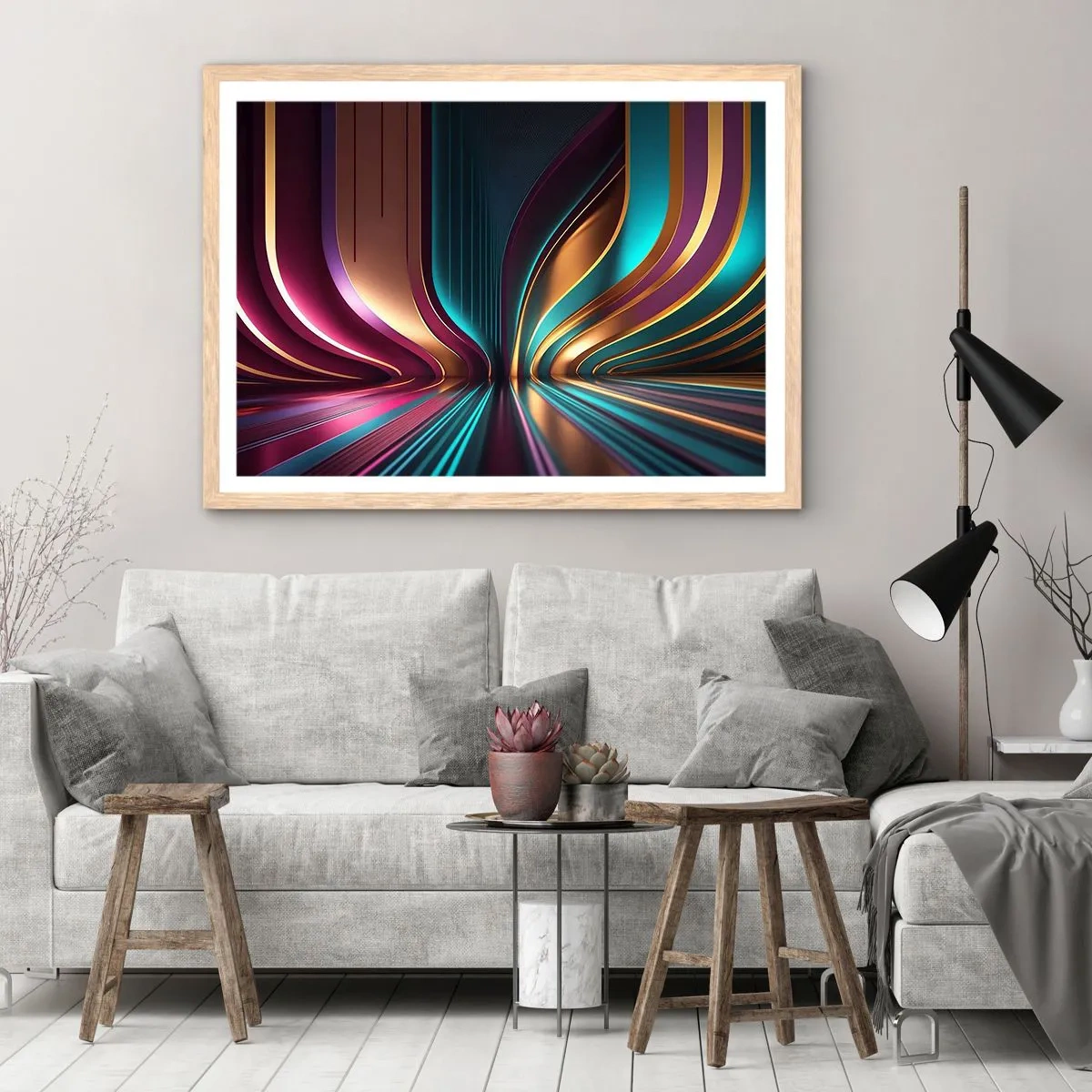 Een poster in een licht eiken lijst - Architectuur van licht - 91x61 cm