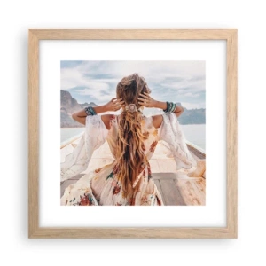 Een poster in een licht eiken lijst - Op weg naar geluk - 30x30 cm