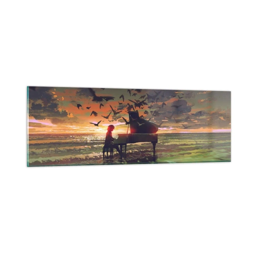 Schilderen op glas - Concert voor piano en golven - 90x30 cm
