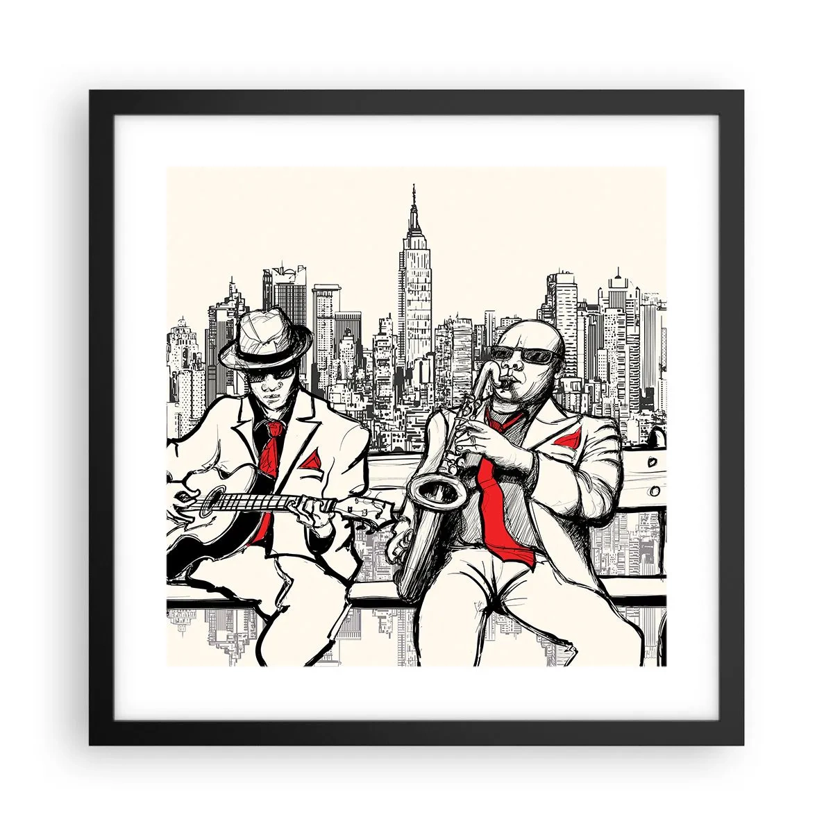 Poster in een zwarte lijst - Improvisatie van New York - 40x40 cm