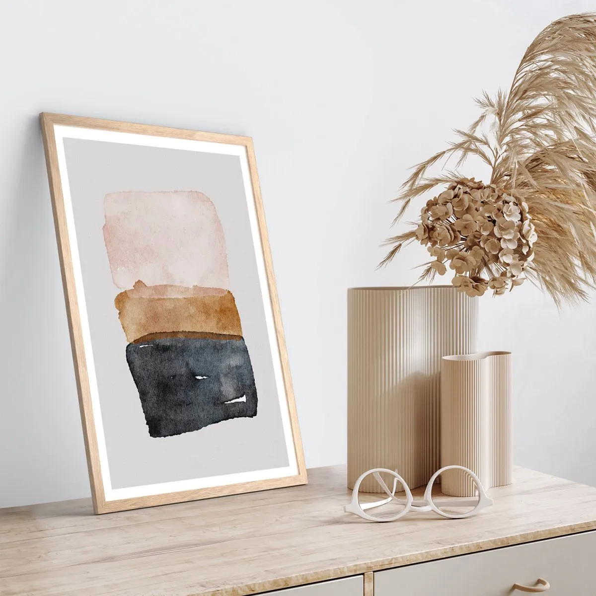 Een poster in een licht eiken lijst - De samenstelling van de kleuren van de aarde - 70x100 cm