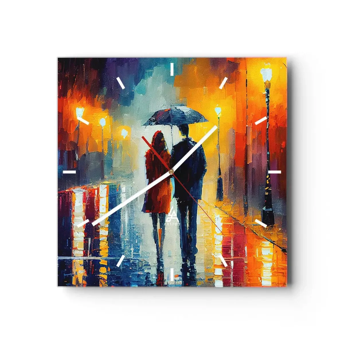 Wandklok - Klok - Samen – een kleurrijke nacht - 30x30 cm