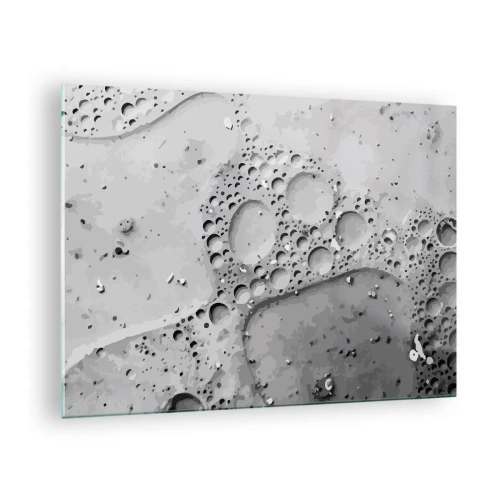 Schilderen op glas - Abstract bubbelpatroon op het oppervlak in grijstinten - 70x50cm - Schuimspoor - Moderne wanddecoratie voor woonkamer en slaapkamer ARTTOR
