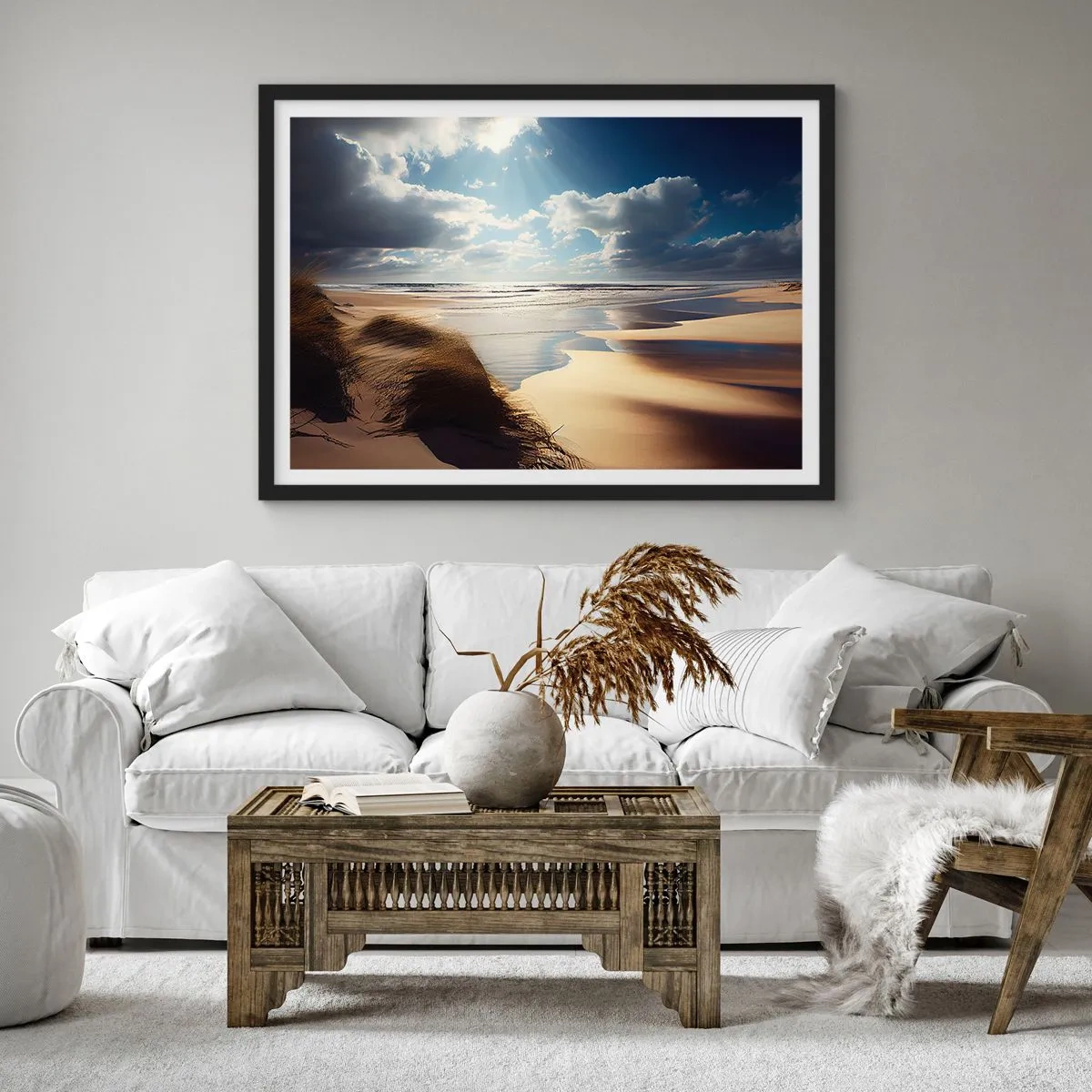 Poster in een zwarte lijst - Strand, wild strand - 50x40 cm