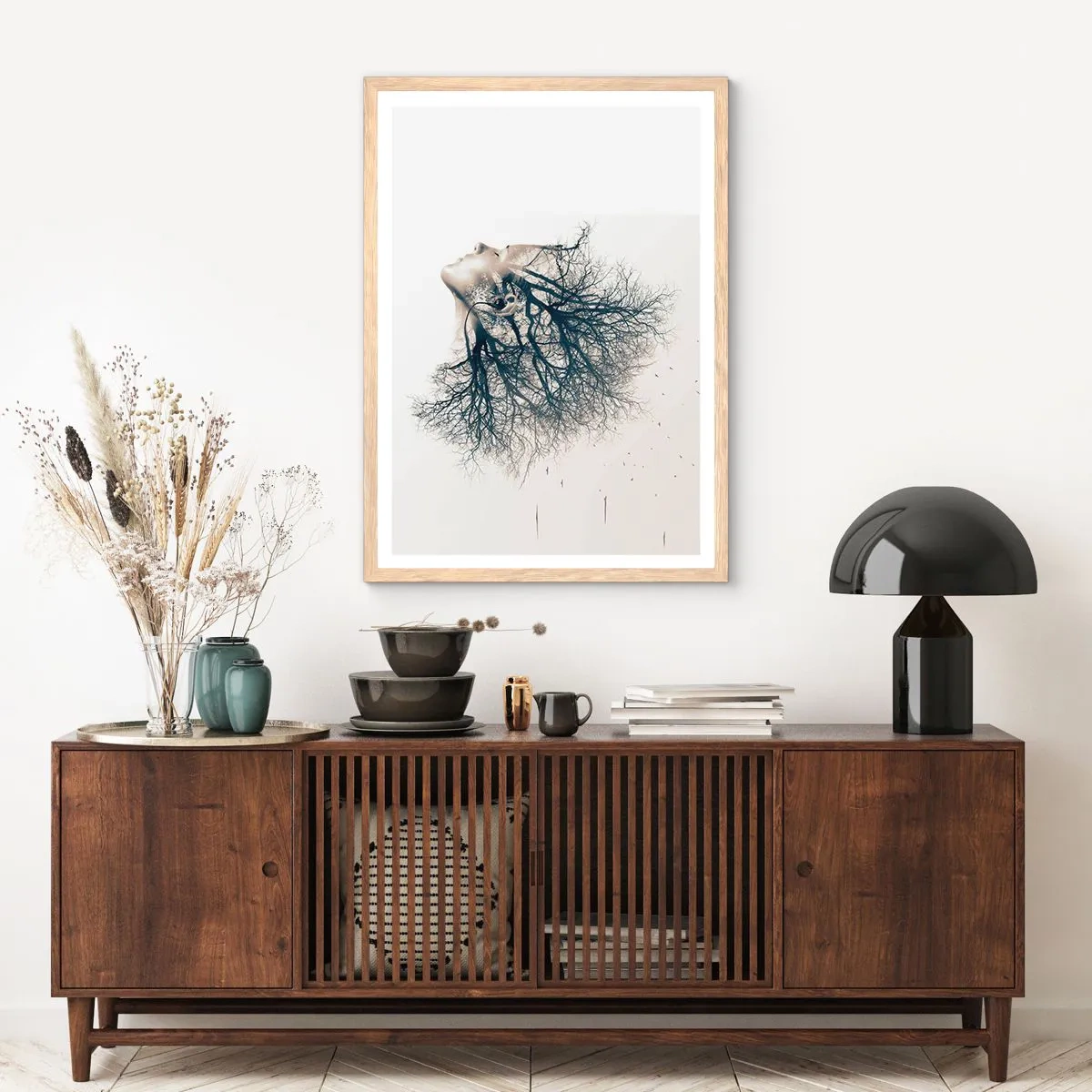 Een poster in een licht eiken lijst - Luisteren naar het gefluister van bomen - 70x100 cm