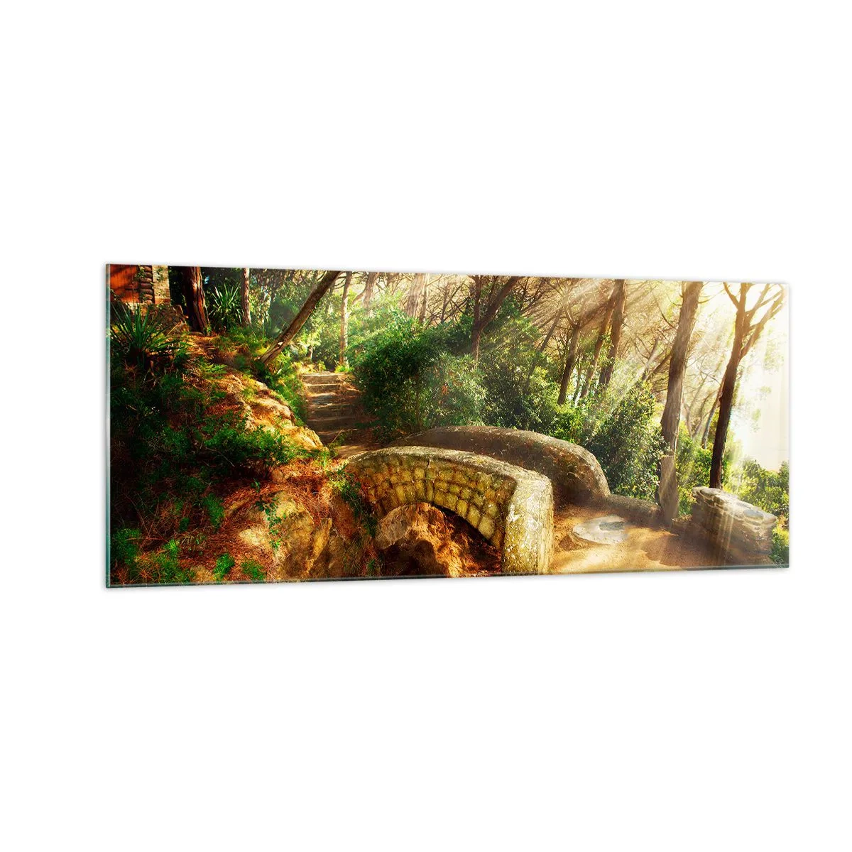 Schilderen op glas - Rechtstreeks vanaf de brug het sprookjesbos in - 100x40 cm