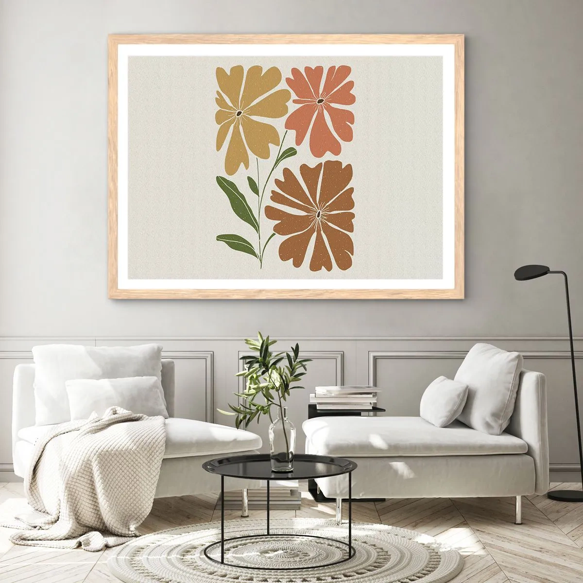 Een poster in een licht eiken lijst - Natuur en geometrie - 100x70 cm