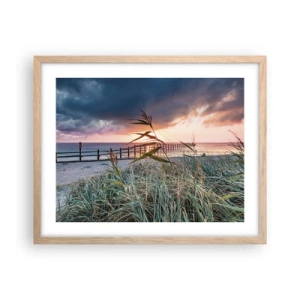 Een poster in een licht eiken lijst - Het gaat niet met de wind mee - 50x40 cm