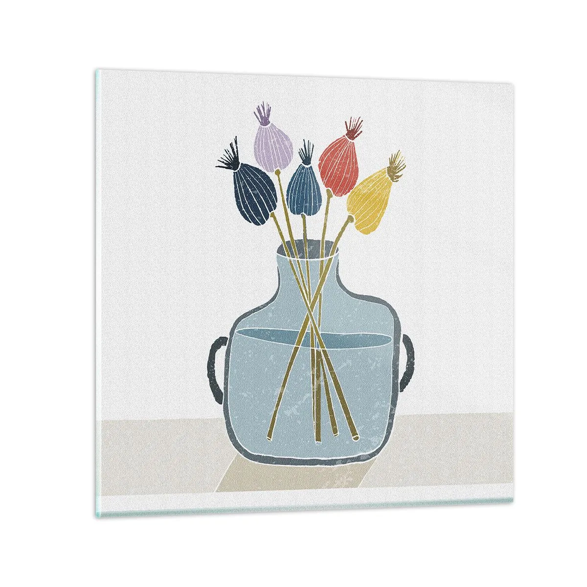 Schilderen op glas - Alsof hij met maanzaad heeft gezaaid - 30x30 cm