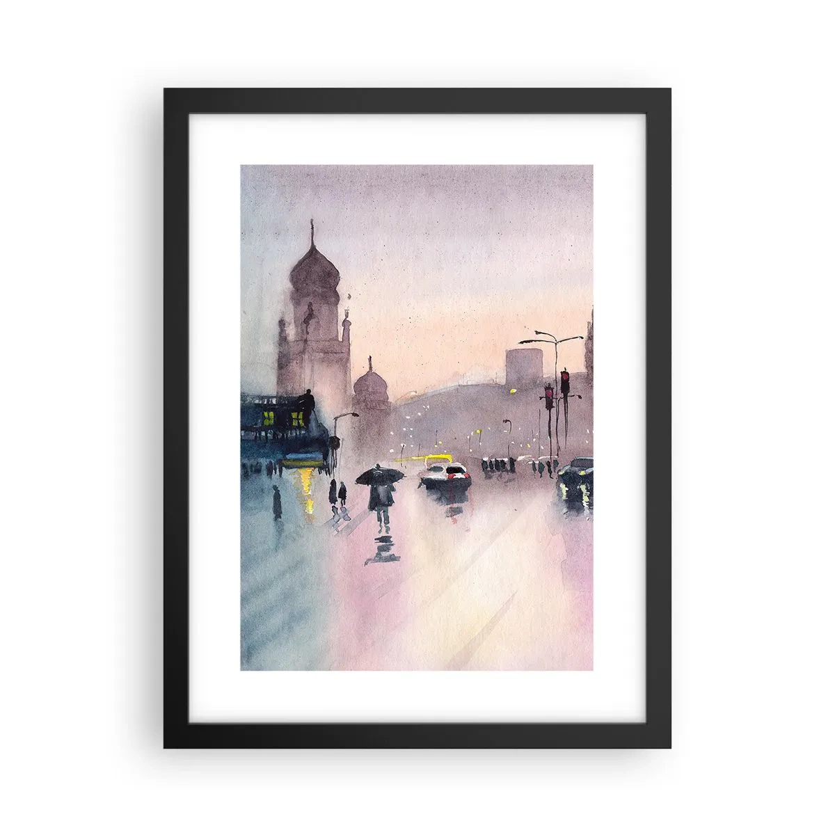 Poster in een zwarte lijst - In de regenachtige nevel - 30x40 cm