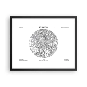 Poster in een zwarte lijst - Anatomie van Krakau - 50x40 cm