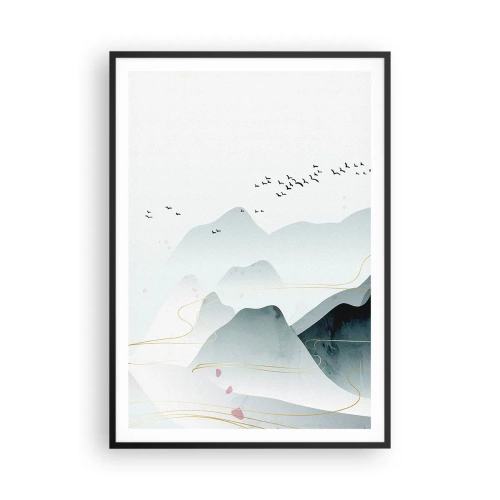 Poster in een zwarte lijst - Over de toppen - 70x100 cm